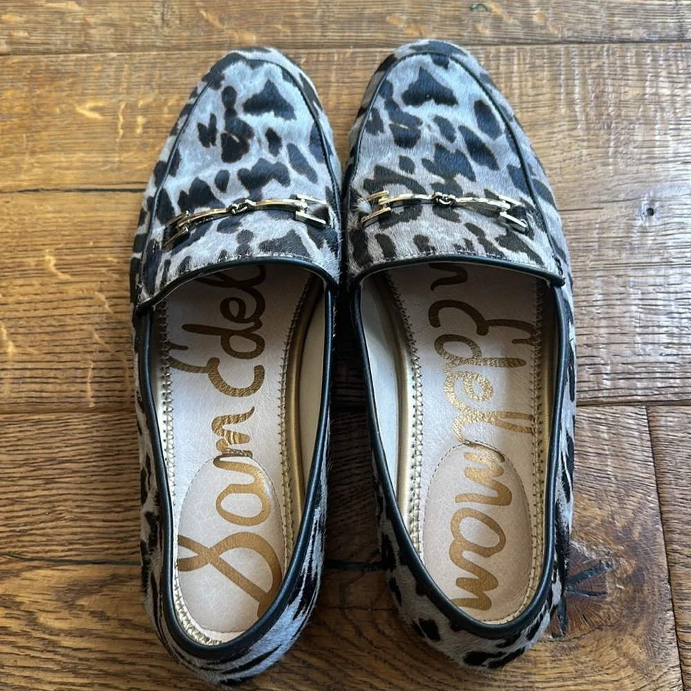 Sam Edelman Leopard Print Pony Fur Loafers - Black and Gray 8.5 - Picture 5 of 9